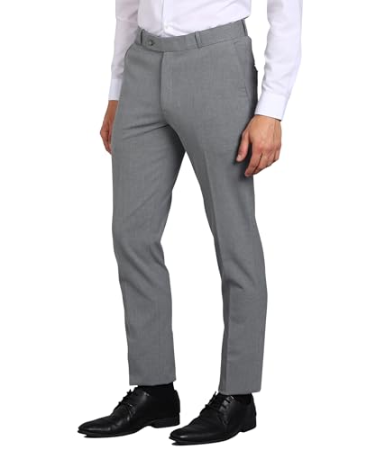 Image of GHPC Stylish Slim Fit Polyester Lycra Stretchable Formal Pant for Men | Mens Fashion Plain Solid Wear Dress Trousers Pants for Office or Party