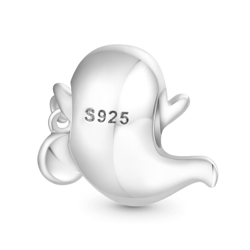 GNOCE Glow-in-the-Dark Ghost Charm Sterling Silver Bead Halloween Charm Fit Bracelet/Necklace for Women Wife/Jewelry Gift2