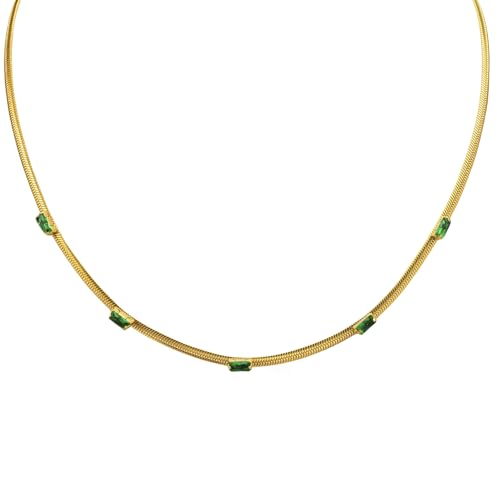 Conjunto de joyería de acero inoxidable con circonita esmeralda que no pierde su brillo dorado