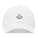 Spaceship Dad Hat, Embroidered Baseball Cap, 100% Cotton, Unstructured Low Profile, Adjustable Strap Back, 6 Panel, One Size Fits Most (Multiple Colors) (White)