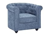 fauteuil chesterfield cuir occasion ebay Fauteuil en tissu couleur bleu. Assise déhoussable. Forme mythique. Dossier capitonné, accoudoirs arrondis et pieds en bois noirs. Dimensions : L82 x P78 x H74 cm. CHESTERFIELD