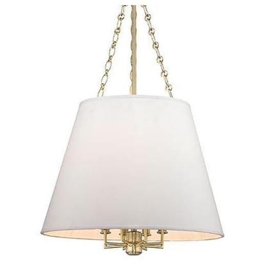 Hudson Valley Lighting 6422-AGB Burdett - Eight Light Pendant, Aged Brass Finish with White Faux Silk Shade, 22"