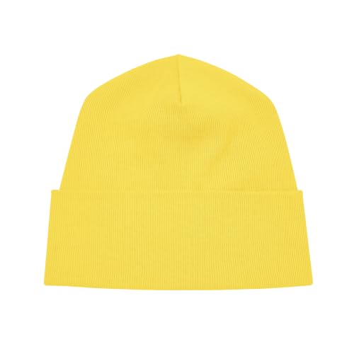 Century Star Unisex Women Thin Solid Baggy Slouchy Oversized Cotton Sleep Beanie Hat Skull Cap Yellow One Size