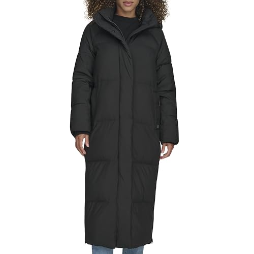 Levi's Women's Cloud Puff Hooded Extra Long Puffer Jacket, Black, Small