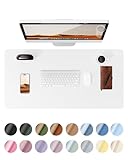 YSAGi Leather Desk Protector, Office Mat, Large Mouse Mat, Non-Slip PU Leather Blotter, Laptop Desk, Waterproof Writing Pad for Office and Home (White, 23.6' x 13.8')