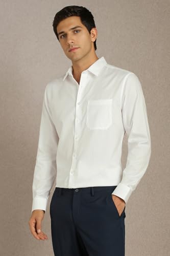 Image of Louis Philippe Men's Slim Fit Easy to Iron Everyday wear Premium Cotton Full Sleeve Solid Formal Shirt