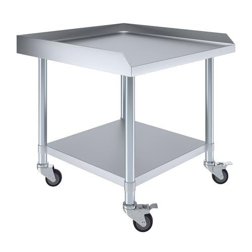 Image of AmGood Stainless Steel Equipment Stand with Undershelf + Casters, Heavy Duty, Commercial Grade, NSF Certified (30 inch Width x 30 inch Length + Casters)