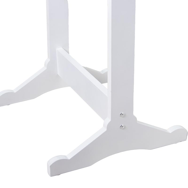 DRW Specchio portagioie da terra con porta in legno in bianco 40,5 x 38 x 161 cm, interno 26 x 110 cm