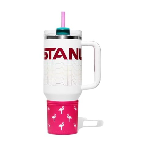 Stanley Quencher Protective Boots - Silicone Sleeve for Stanely and Yeti - Flamingo Design - 100% Silicone Cover