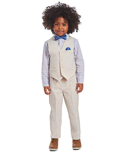 Image of Nautica Boys' 4-piece Formal Suit Set with Vest, Pants, Collared Dress Shirt, and Tie