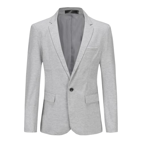 YFFUSHI Sakko Herren 1 Knopf Sportlich Blazer Regular Fit Business Freizeit Anzugjacke Modern Anzug Jackett, Grau, XL