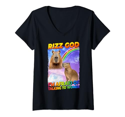 Mujer Rizz God I'm Afraid Of Talking To Women Camiseta Cuello V