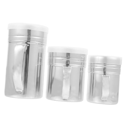 CONGARTENO 3piezas Espolvoreador De Acero Inoxidable con Tapa y Mango para Espolvorear Azúcar Cacao Polvo y Especias para Cocina y Hornear