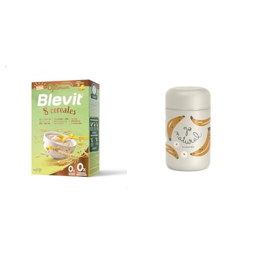 Blevit Optimum 8 Cereales, 250g, Papilla para Bebé Desde los 5 Meses con 92% de Cereales, Minerales y Fibra + Suavinex, Termo Papillero para Bebé, Acero Inoxidable con Cierre Hermético