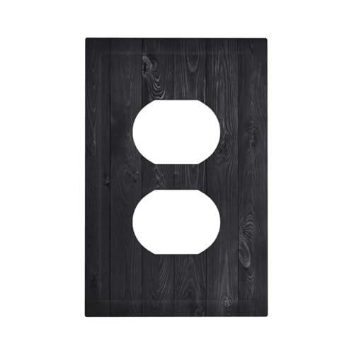 Decorative Outlet Covers Vintage Black Wood Plank Wooden Board 1 Gang Duplex Light Switch Cover Plate Unique Wall Plate Electrical Switch Plate Covers for Farmhouse Bedroom Decor
