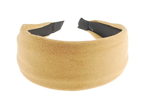 Ladies Wide Draped Suede Look Colour Headband Alice Band New (Old Gold)