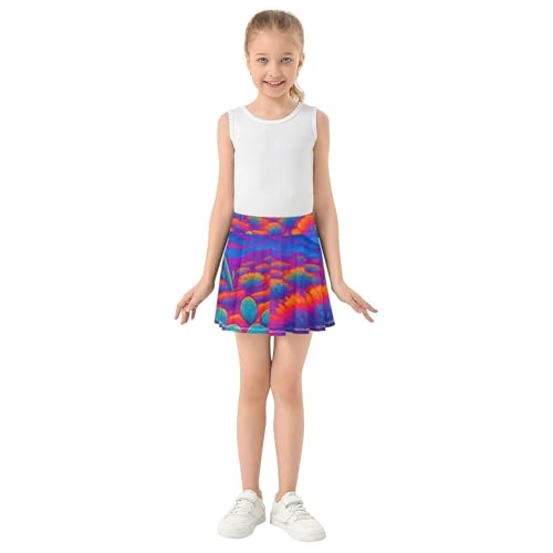 Kids Tennis Skirts Neon Desert Cactus Girls' Shorts Athletic Skorts Dance Golf Butterfly 4t3