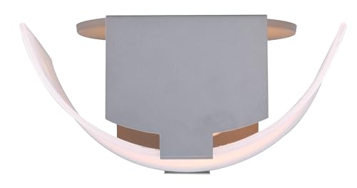 Image of Modern 1-Light Wall Sconce, Grey with Flat Opal Glass, 7 Inch, Ambient Accent Lighting, Floating Wall Mounted Light for Hallway, Bathroom, Dining Room, Bedroom, Easy Install, 60W Type A Compatible