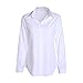 SUNNOW Women Fasional Slim Shirt V Neck Long Sleeve Button-Down Blouse (M, White)