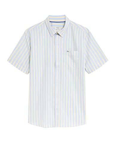 Image of Marks & Spencer Mens Striped Cotton Collared Neck Regular Fit Oxford Shirt