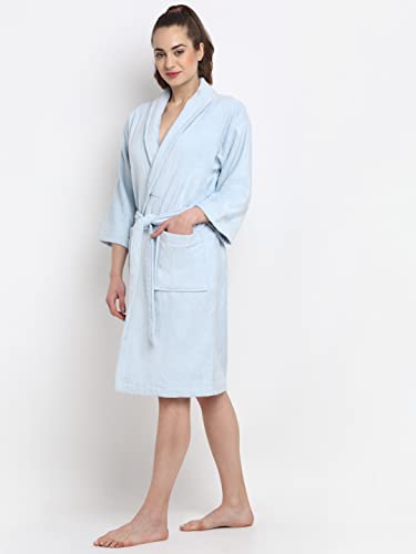 Image of CREEVA Luxury 100% Cotton Bathrobe for Men & Women | Super Soft Velour | Shawl Collar | Highly Absorbent | Ideal for Spa, Shower, Gym, Travel & Gifting