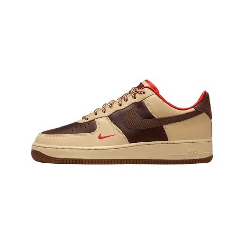 Nike Air Force 1 '07 Men's Shoes (HQ3447-222, Light British Tan/Sesame/Picante Red/Cacao Wow) Size 11.5