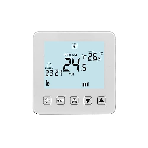 CFWWSAQ Termostato Digital Termostato de Bobina de Ventilador de Aire Acondicionado 2P 4P con Control Remoto de Voz programable, App(W08AC-4-4P)