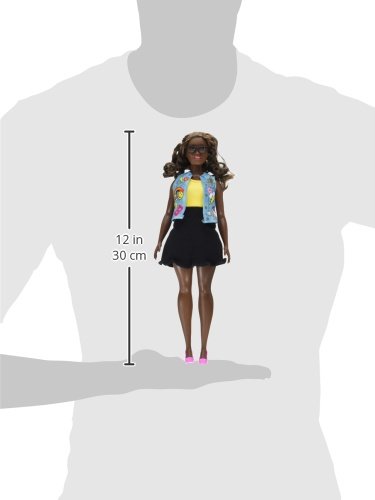 Barbie Curvy African-American Doll In Denim Emoji Vest And Black Skirt #TOP6