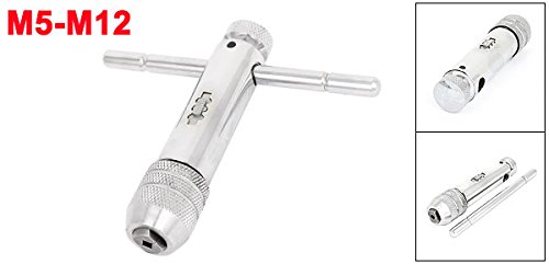Uxcell Adjustable Ratchet Tap Wrench T-Handle, M5-M12 / 4Mm-13Mm Capacity, Tap Reamer Tapping Ratcheting Wrench, 120Mm (4.7-Inch) Body Length #TOP1