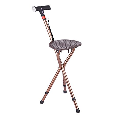 Moolo Old Man Walking Stick Chair Multifunction Crutches Three Legs Fold Walker Take Seat Walking Stick Stool(Bronze Color)