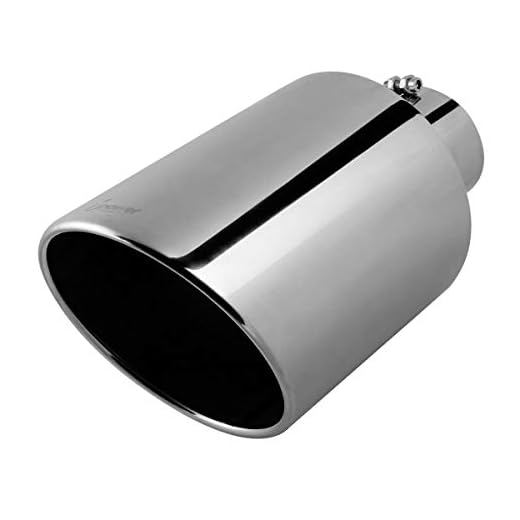 Upower Universal 4 Inch Inlet 10" Outlet Exhaust Tip 18" Length Mirror Polished 304# Tail Pipe Bolt-On 70 Degree Angle Cut