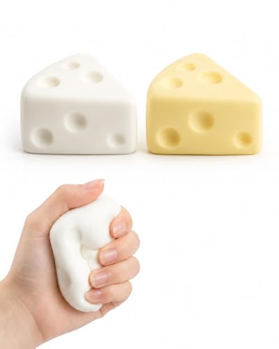 Image of 2Pcs Cheese Squishy, Taba Squishy, Dumpling Squishy-Stretchy Food-Shaped Sensory (Yellow and White)