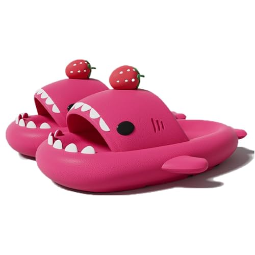Strawberry Shark Slides,Cloud Shark Slides Thick Sole Unisex Cute Cartoon Shark Slippers Soft Beach Slippers
