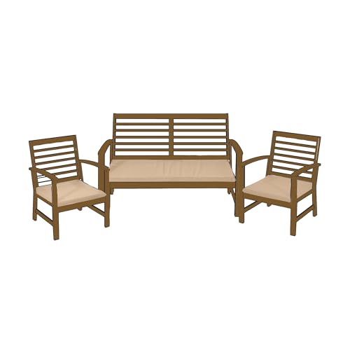 CASABELLAPIU Tris cojines de exterior, cojines desenfundables y lavables, medidas sillones 52 x 50 x 4,5 cm, medida sofá 110 x 52 x 4,5 cm. 100% fabricado en Italia (TORTORA)