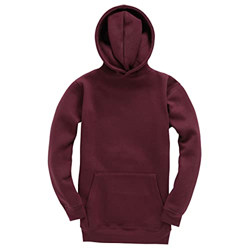 D&H CLOTHING UK Kids Children Pullover Hoodie Hooded Sweatshirt Boys Girls Unisex (5-6, Burgundy)