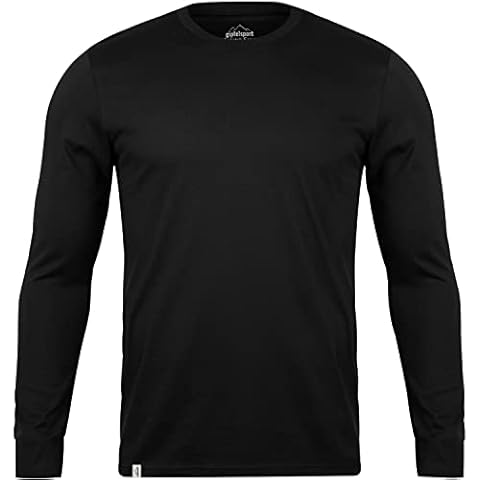 Merino Shirt - Thermal Undershirt Long Sleeve I Thermal Top Made of 100% Merino Wool I T-Shirt Long-Sleeved for Hiking, Sports I for Men I Black, black - long, L Cover