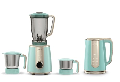 Image of Havells Craft Kitchen Essentials Combo for Premium and Modern Kitchens | Mixer Grinder + Kettle | Perfect Kitchen Companion and Gifting Range (Blue & Golden)