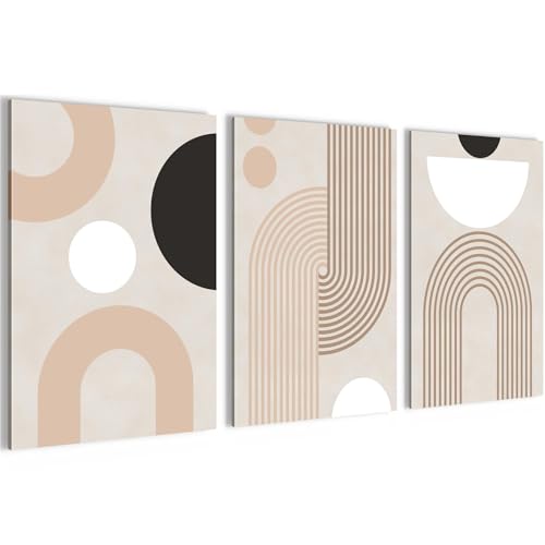Tableaux de décoration murale abstrait géométrique beige noir format XXL Novart N035136a