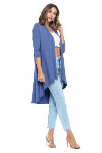 Image of Women's 3 /4 Sleeve Soft Open Front Casual Flowy Long Viscose Made from Bamboo Cardigan