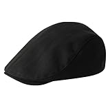 CATMEYE Men’s Flat Cap Adjustable Painter’s Newsboy Hat, Lightweight Breathable Beret-Style Cap for Walking, Golf, Driving, Travelling & Shopping (Black)