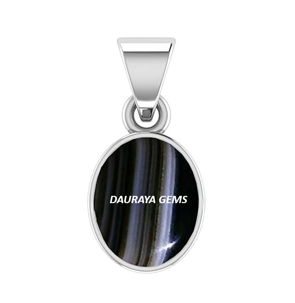 13.25 Ratti 12.65 Crt Black Sulemani Hakik Silver Pendant Natural Sulemani Hakik/Hakeek Loose Gemstone for Women's and Men's (AZ0195)