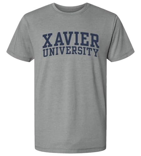 NCAA Officially Licensed Apparel Xavier Musketeers Collegiate University Logo Unisex Unisex Vintage Washed T-Shirt Xavier01P Washed Grey Medium