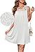 White Dress Women Sleeveless Pleated Cute Sundress Lace Scoop Neck Beach Vacation Clothes White L