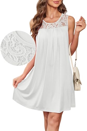 Image of BKRIVE Womens Lightweight Sleeveless Summer Dresses | Lace Yoke Neckline, Figure-Flattering for All Shapes - Ideal Beach Cover-Up & Hot-Weather Travel Essential
