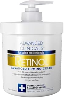 Advanced Clinicals Retinol Body Lotion Moisturizer Face & Body Cream & Crepey Skin Care Treatment, Anti Aging Retinol Cream Targets Appearance Of Wrinkles, Sagging Skin, & Sun Damaged Skin, 16 Oz