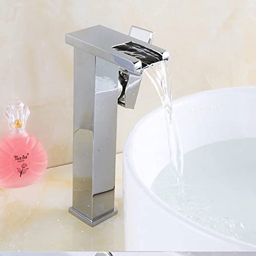Grifo cascada LED de latón para eliminar salpicaduras en lavabos pequeños 5