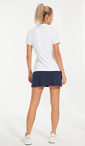 Polo Shirts For Women Golf Shirt Short Sleeve Collared T-Shirts Casual Work Tops Athletic Tennis Cooling Button Up Shirts-White-M #TOP4