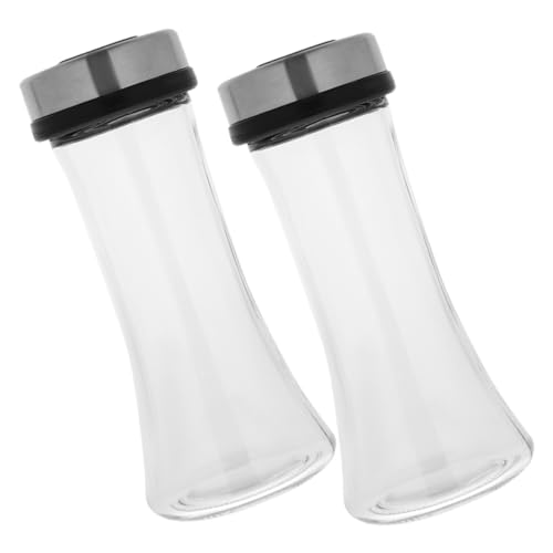 BEBEMOKO 2pcs Salt Shakers Lids Coarse Sea Salt and Pepper Shakers Kitchen Seasoning Holders Seasoning Bottles Leak