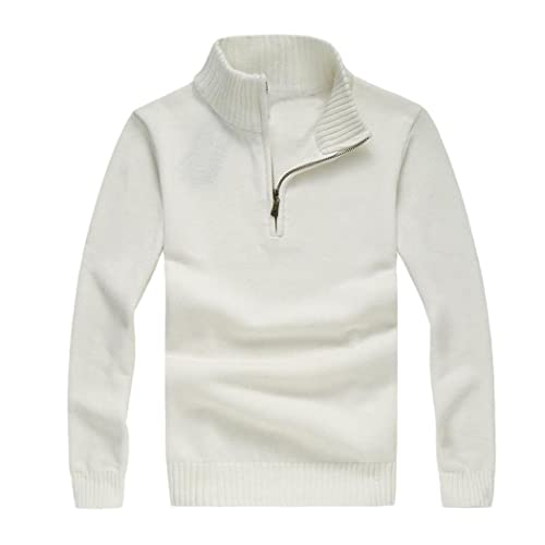 Pull tricoté en coton pour homme Small Py5 taille L avec col demi-zippé
