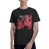 Seethers T Shirt Summer Cotton Tee Man's Crew Neck Short Sleeve Casual Cool Tshirt Large Black